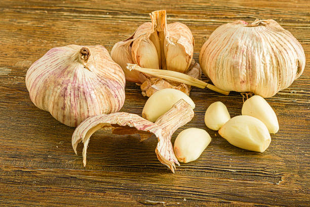 Fresh crushed garlic cloves releasing active allicin compounds